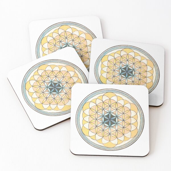 Item preview, Flower of Life - Hand-drawn colored pencil and ink mandala designed and sold by BlackLineLab.