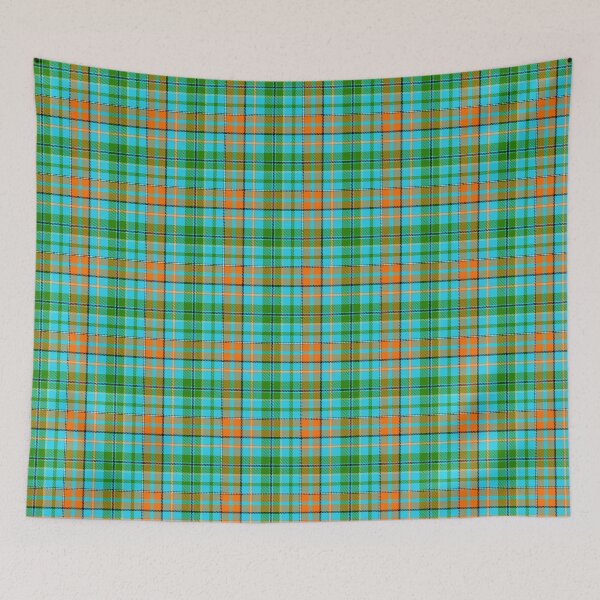 Item preview,  Green and Orange Tartan Plaid On Blue Background  designed and sold by PatternTitan.