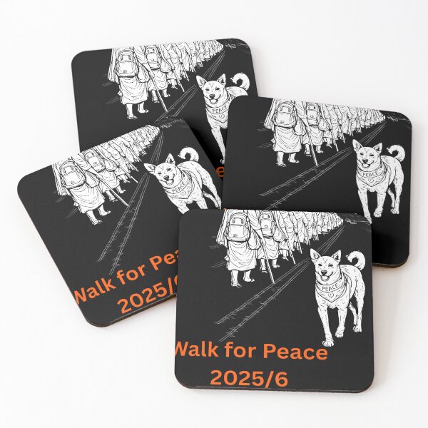 Item preview, Walk for Peace Monks with Aloka Dog Minimalist Zen Art designed and sold by SavannahCampbel.
