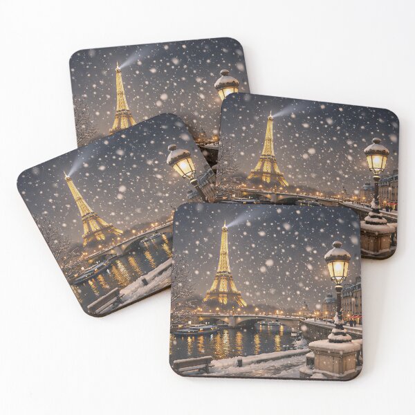 Item preview, Snowy Paris Night – Eiffel Tower Winter 3D Art designed and sold by Imagetore.