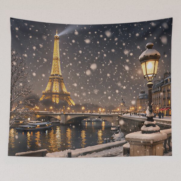 Item preview, Snowy Paris Night – Eiffel Tower Winter 3D Art designed and sold by Imagetore.