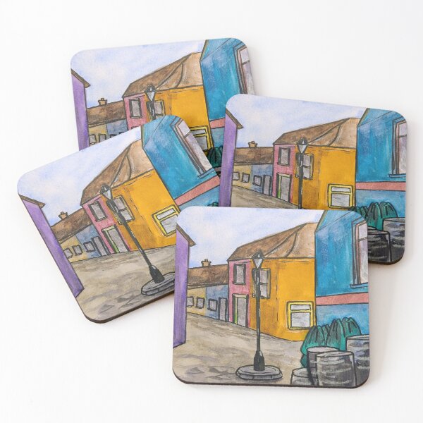 Item preview, Colourful houses in Kinsale, Ireland, in watercoloir designed and sold by Art-By-Rosalind.
