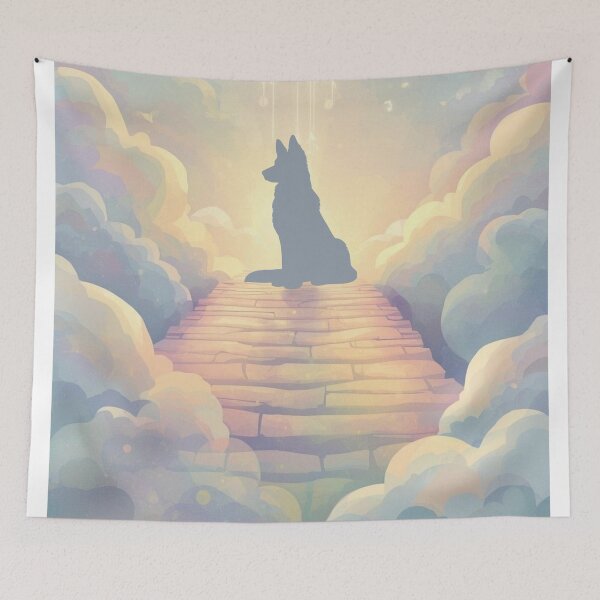 Item preview, Blue German Shepherd Rainbow Bridge Memorial Art Print designed and sold by Esterlane.