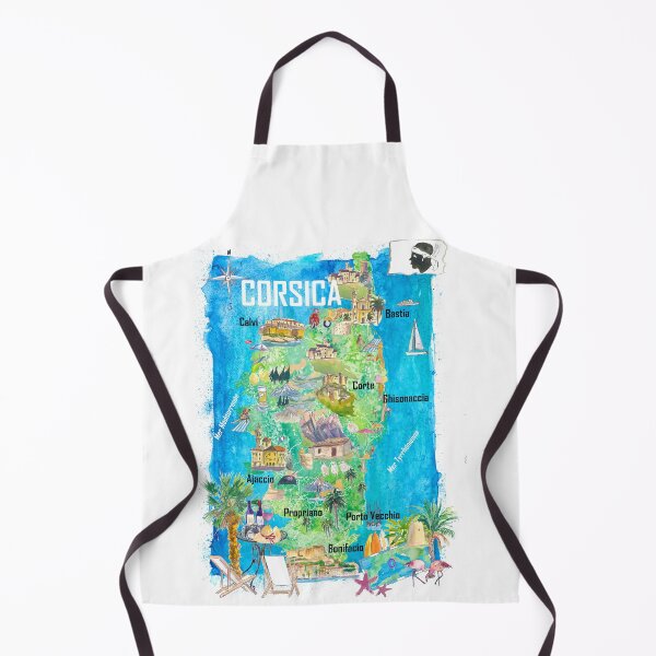 Item preview, Corsica Island France Illustrated Travel Map – Ajaccio, Bonifacio, Calvi & Bastia Iconic Highlights designed and sold by artshop77.
