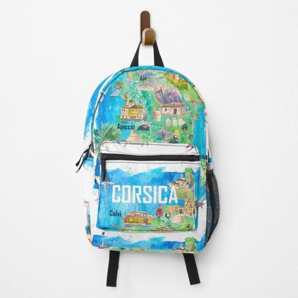 Item preview, Corsica Island France Illustrated Travel Map – Ajaccio, Bonifacio, Calvi & Bastia Iconic Highlights designed and sold by artshop77.