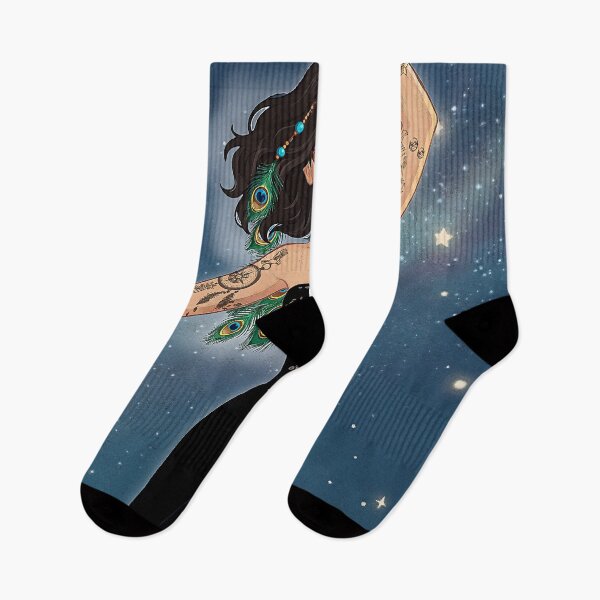 Item preview, Celestial Boho Spirit – Dancing Girl in the Starry Night Sky designed and sold by Hen-C-Art.