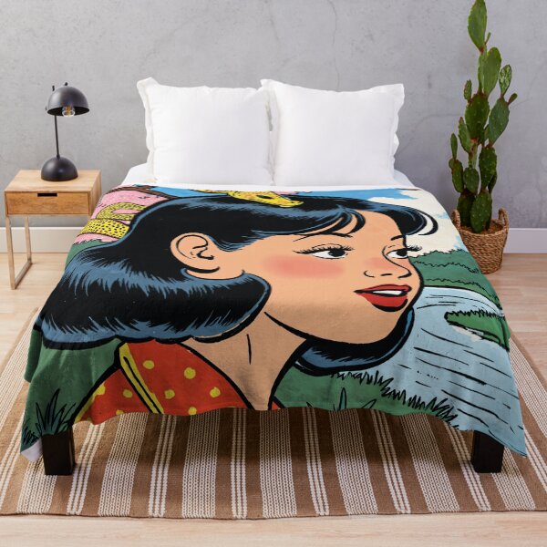 Item preview, Retro comic girl with snakes, cherry blossom river designed and sold by Mauswohn.