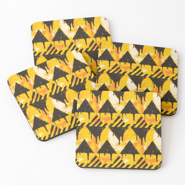 Item preview, Dripping Black Yellow Hazard Stripes Pattern designed and sold by bubblegoth.