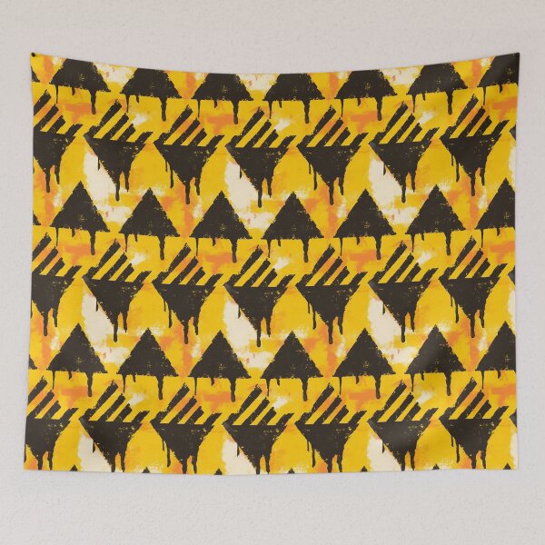 Item preview, Dripping Black Yellow Hazard Stripes Pattern designed and sold by bubblegoth.