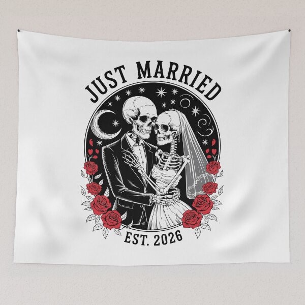 Item preview, Just Married Est. 2026 Wedding Couple designed and sold by MerchDeviant.