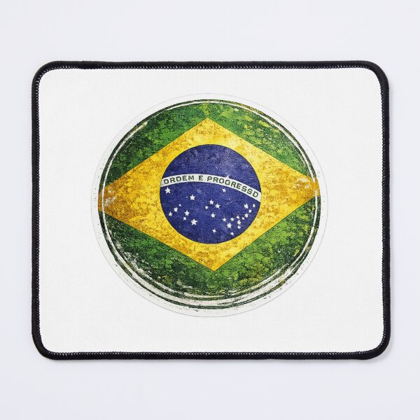 Item preview, Brazil Flag Circular Sticker | Grunge Brush Style Brazilian Flag Design designed and sold by RelateAndTee.