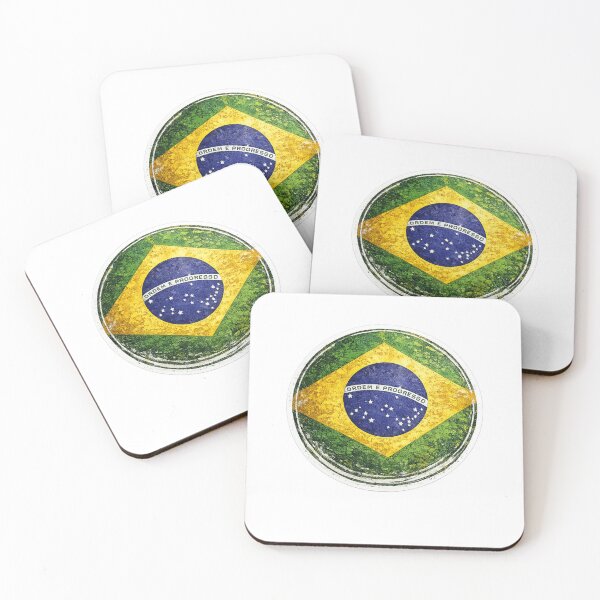 Item preview, Brazil Flag Circular Sticker | Grunge Brush Style Brazilian Flag Design designed and sold by RelateAndTee.