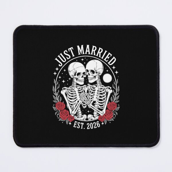 Item preview, Just Married Est. 2026 Skeleton Wedding designed and sold by MerchDeviant.