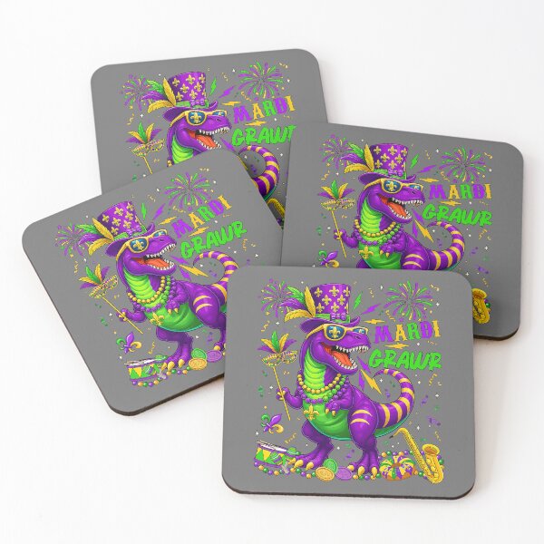 Item preview, Mardi Grawr T-Rex Dino Mardi Gras Dinosaur Beads Men Boy Kid designed and sold by KristineLi.