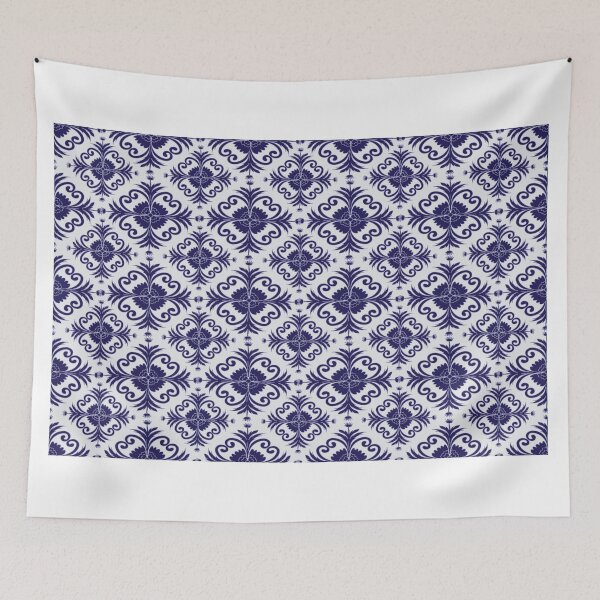 Item preview, A deep navy blue Demark floral seamless pattern designed and sold by Line-Aura.