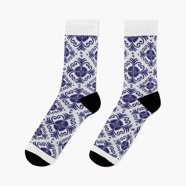 Item preview, A deep navy blue Demark floral seamless pattern designed and sold by Line-Aura.