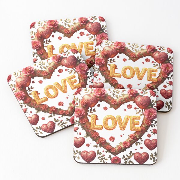 Item preview,  Golden Floral Heart with Sparkling Love Text designed and sold by newvisionart191.