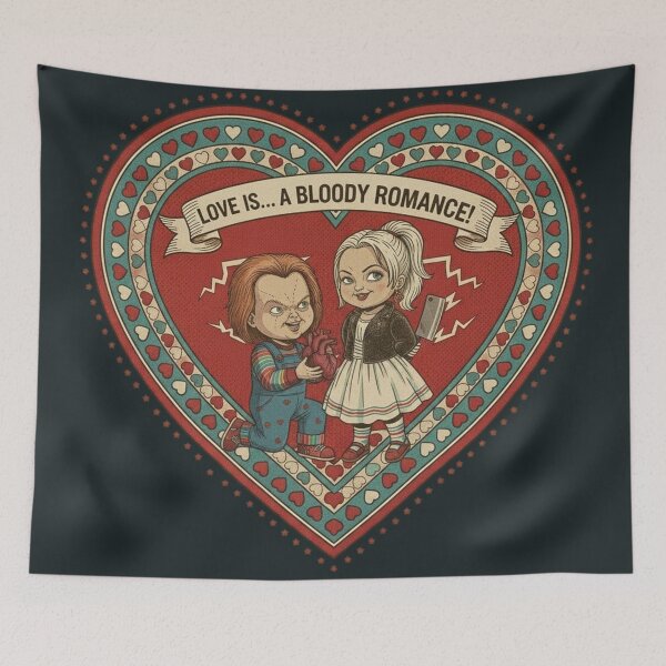 Item preview, Love is... A Bloody Romance - Chucky & Tiffany Valentine designed and sold by Art's Diner.