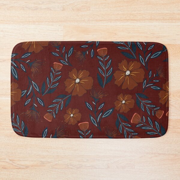 Item preview, Boho floral pattern in deep red tones, designed and sold by Line-Aura.