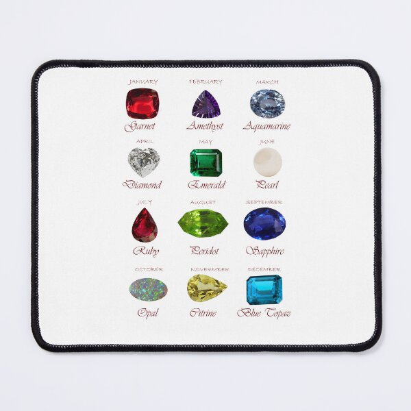 Item preview, Birthstone chart with 12 Gemstones and 12 Months designed and sold by DigitalGemArt.