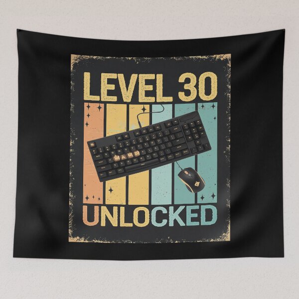 Item preview, Level 30 Unlocked Gaming Keyboard 30th Birthday Men Women designed and sold by MarryIsMonth.