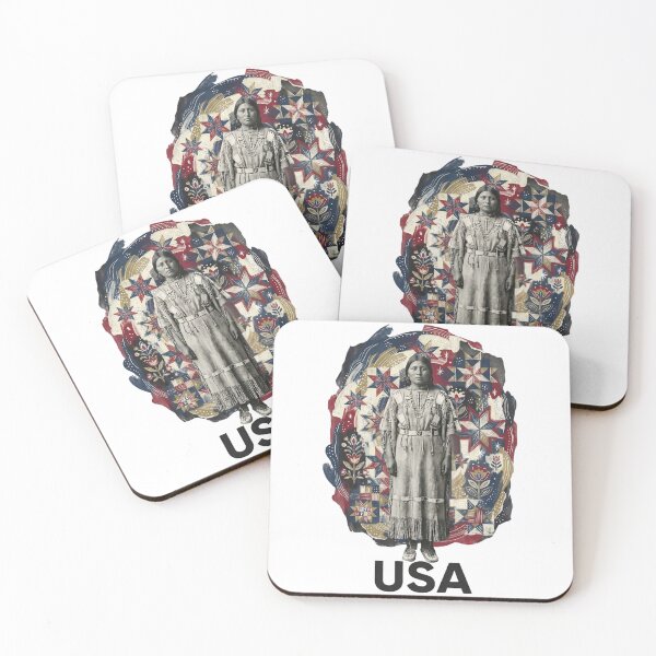 Item preview, USA Folk Woman Art – Traditional American Woman Portrait, Folk Collage, Cultural Wall Art designed and sold by MiszungART.