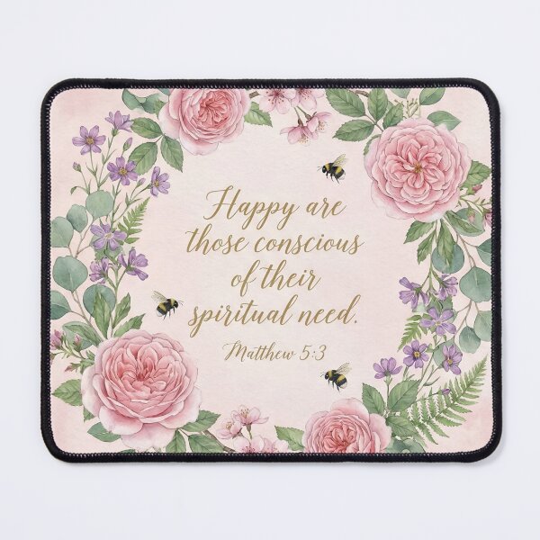 Item preview, Happy are those conscious of their spiritual need.Matthew 5:3 2026 Yeartext (Floral Wreath) designed and sold by svarupa.