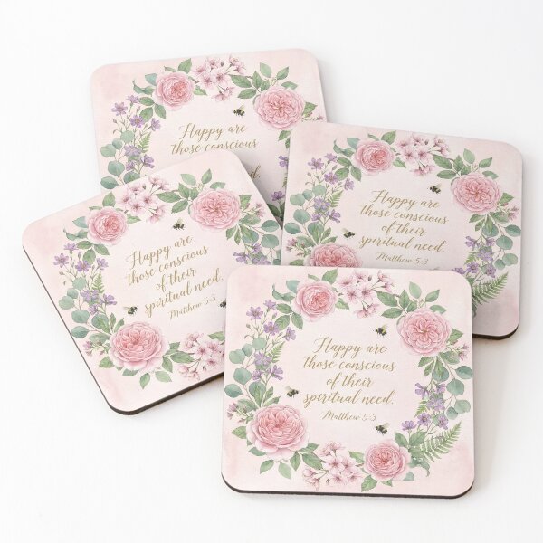 Item preview, Happy are those conscious of their spiritual need.Matthew 5:3 2026 Yeartext (Floral Wreath)  designed and sold by svarupa.
