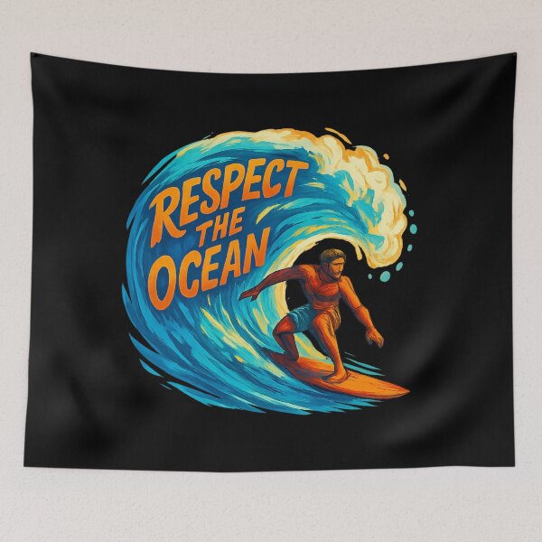 Item preview, Respect the Ocean - Dynamic Surf Wave Art designed and sold by MKreative Studio.