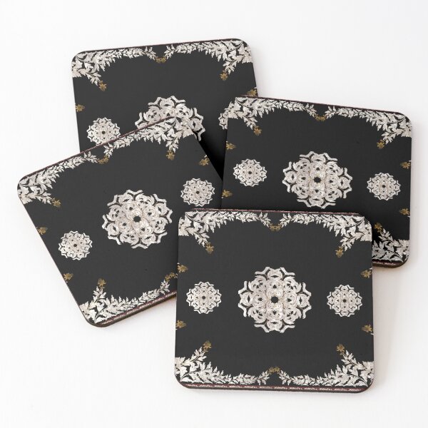 Item preview, Elegant black Persian rug pattern featuring intricate traditional floral and arabesque motifs designed and sold by Line-Aura.