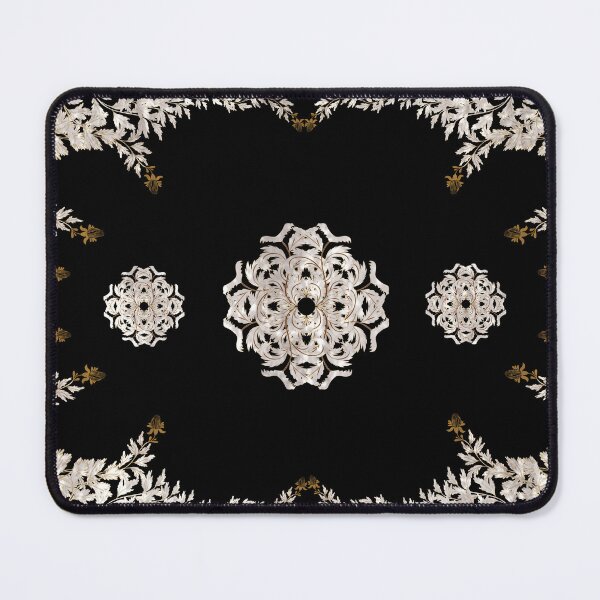 Item preview, Elegant black Persian rug pattern featuring intricate traditional floral and arabesque motifs designed and sold by Line-Aura.