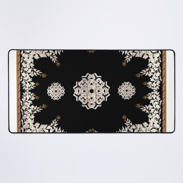 Item preview, Elegant black Persian rug pattern featuring intricate traditional floral and arabesque motifs designed and sold by Line-Aura.