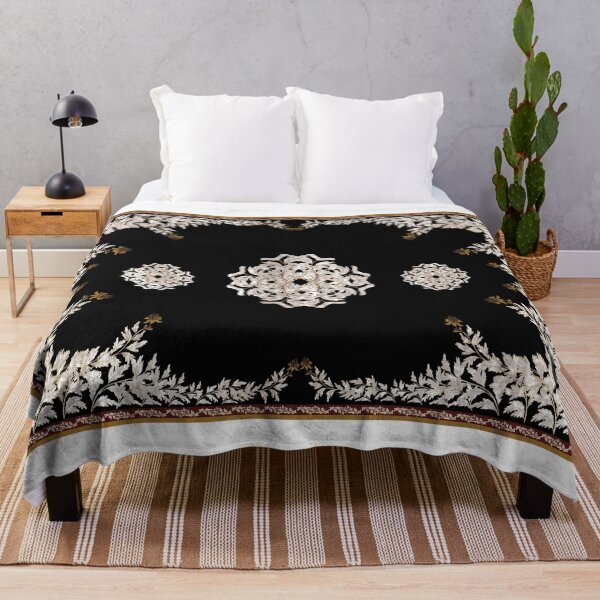 Item preview, Elegant black Persian rug pattern featuring intricate traditional floral and arabesque motifs designed and sold by Line-Aura.