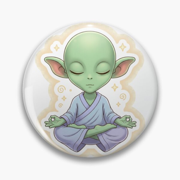 Item preview, Cute Green Alien Meditating in Lotus Pose designed and sold by CosmicCutouts.