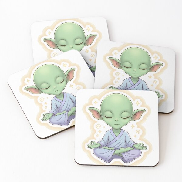 Item preview, Cute Green Alien Meditating in Lotus Pose designed and sold by CosmicCutouts.