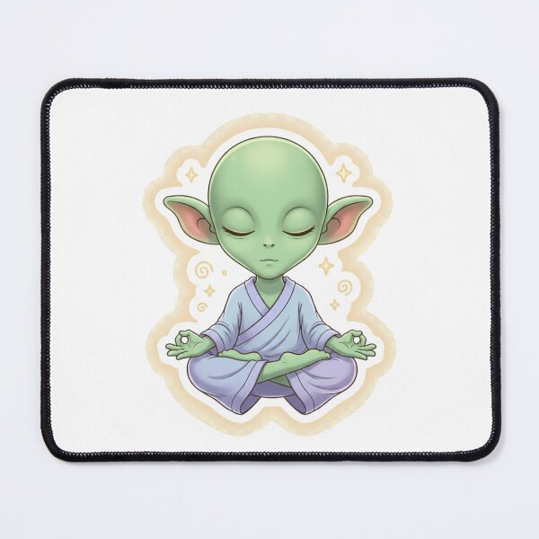 Item preview, Cute Green Alien Meditating in Lotus Pose designed and sold by CosmicCutouts.