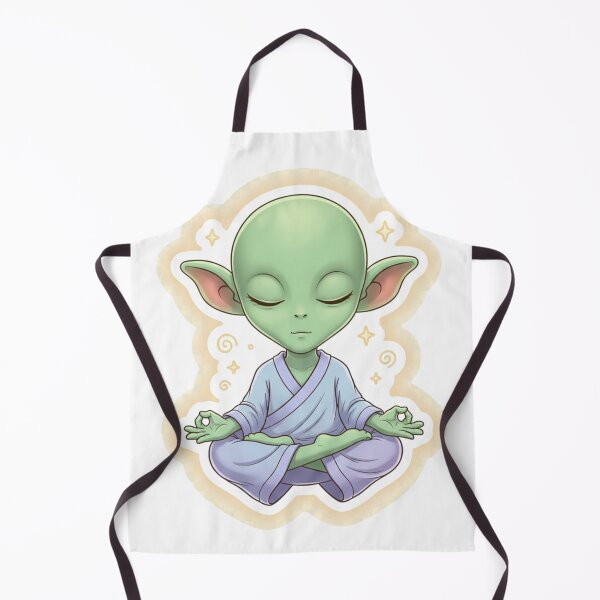 Item preview, Cute Green Alien Meditating in Lotus Pose designed and sold by CosmicCutouts.