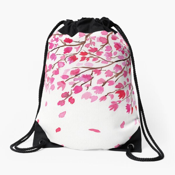 Rain of Cherry Blossoms Drawstring Bag