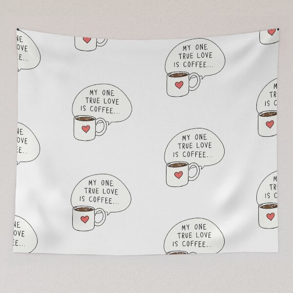 Item preview, Statement about love for coffee on a light blue background with a cup of coffee and a heart design, coffe is my valentine  designed and sold by SpaceartLilu.