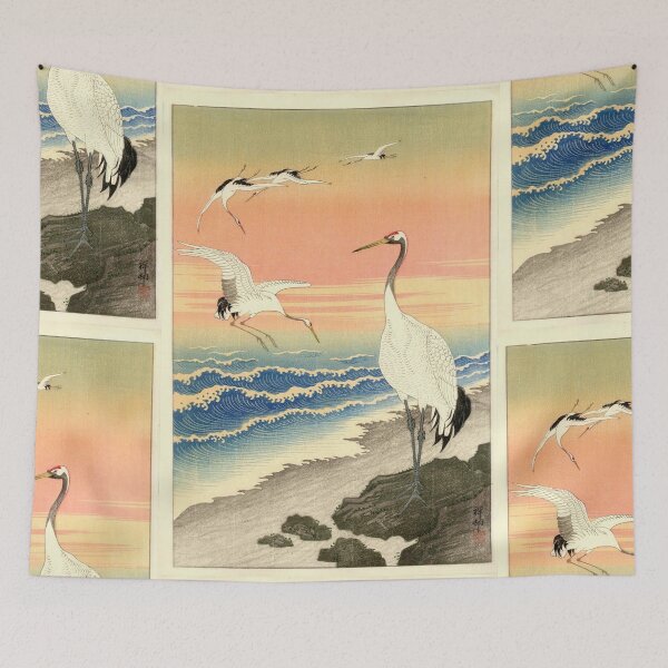 Item preview, Cranes on Seashore by Ohara Koson : Serene Coastal Japanese Poster designed and sold by artofuniverse.