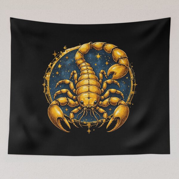 Item preview, Golden Scorpion Zodiac Art – Celestial Scorpio Illustration designed and sold by Karolina’s Cozy Creations.
