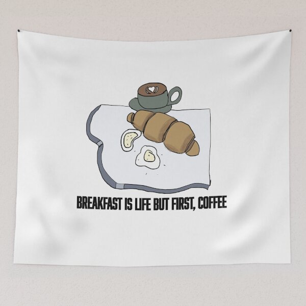 Item preview, Breakfast Coffee, Egg & Croissant Illustration designed and sold by Najomiartstudio.