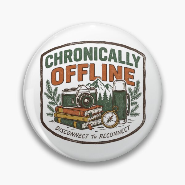 Item preview, Chronically Offline Vintage Patch – Camera, Books & Thermos Design designed and sold by KERK Art and Design.