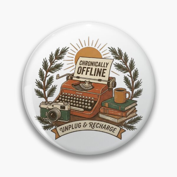 Item preview, Chronically Offline Vintage Typewriter – Unplug & Recharge Retro Design designed and sold by KERK Art and Design.