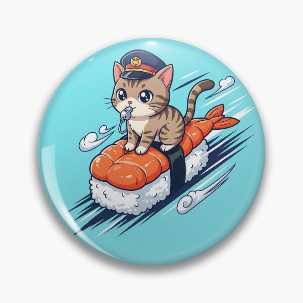 Aperçu de l'œuvre Chat conducteur de train de sushis - Art animé créée et vendue par Teeflex.