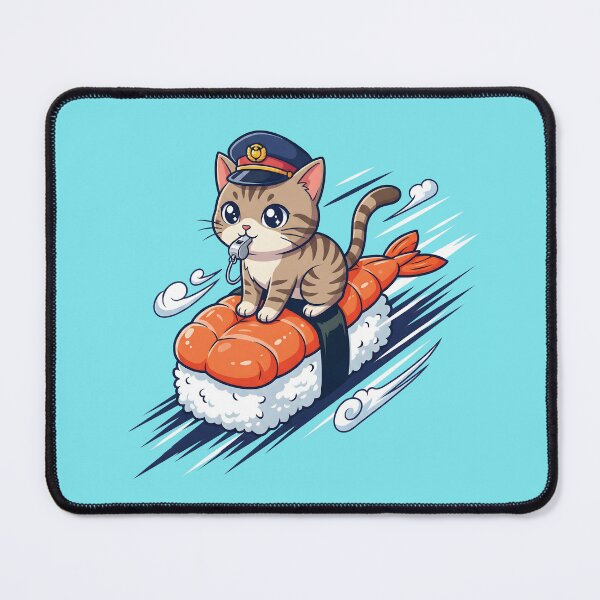 Item preview, Sushi Train Conductor Cat Anime Art designed and sold by Teeflex.