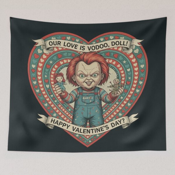 Item preview, Creepy Doll Valentine - Chucky Tattoo Style Art designed and sold by Art's Diner.