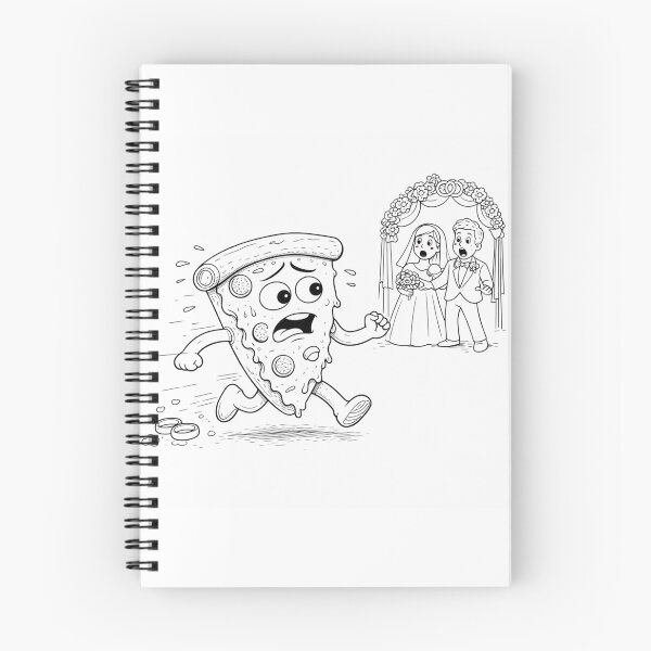 Item preview, Runaway Pizza – Funny Wedding Panic Illustration, Commitment Issues, Cold Feet Meme designed and sold by ComedyInkFactor.