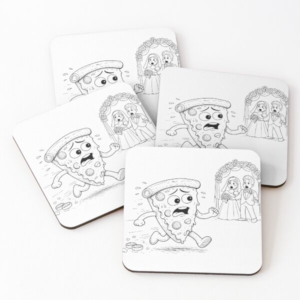 Item preview, Runaway Pizza – Funny Wedding Panic Illustration, Commitment Issues, Cold Feet Meme designed and sold by ComedyInkFactor.