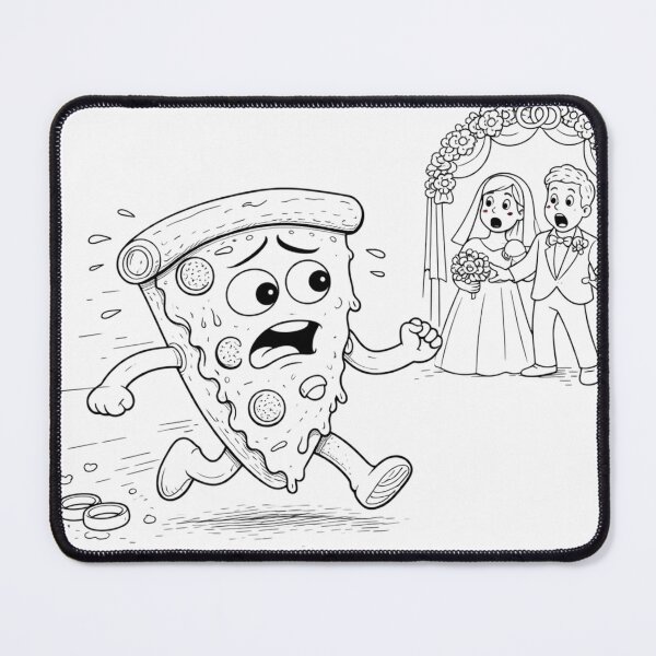 Item preview, Runaway Pizza – Funny Wedding Panic Illustration, Commitment Issues, Cold Feet Meme designed and sold by ComedyInkFactor.